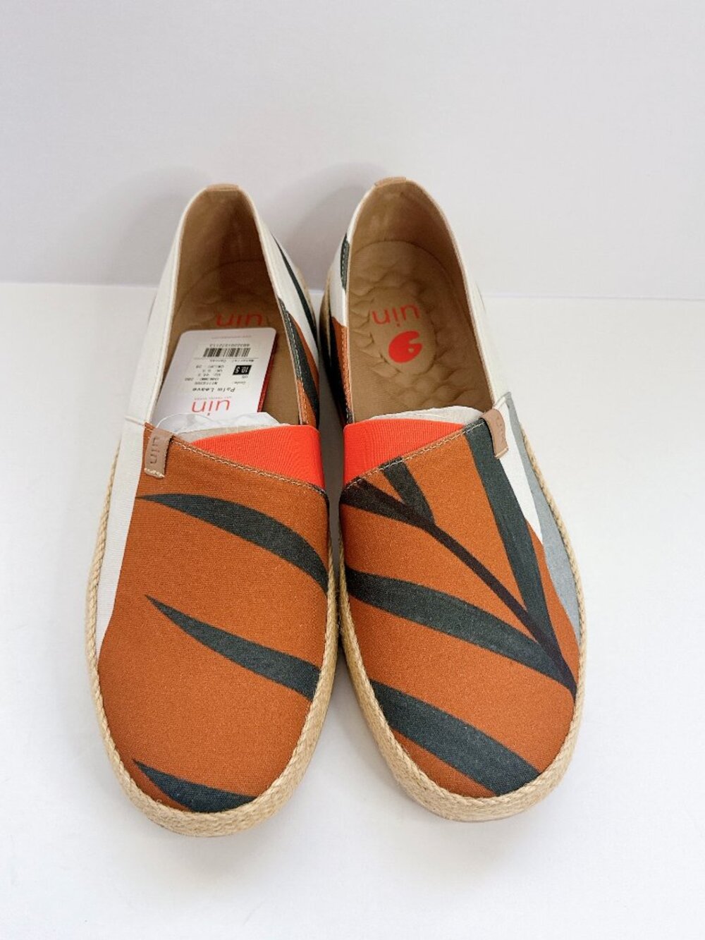 Men's Size 10.5 UIN Palm Leave Canvas Slip-On Espadrille Shoes Art Travel Flats